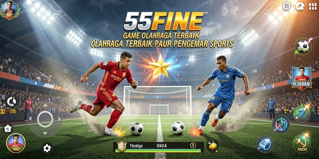 Tampilan gameplay <strong>55FIVE</strong> menampilkan aksi olahraga yang seru dan kompetitif.