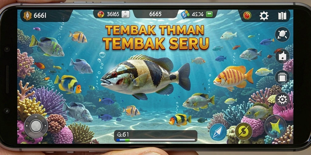 Gameplay seru menembak ikan di 666I yang penuh warna.