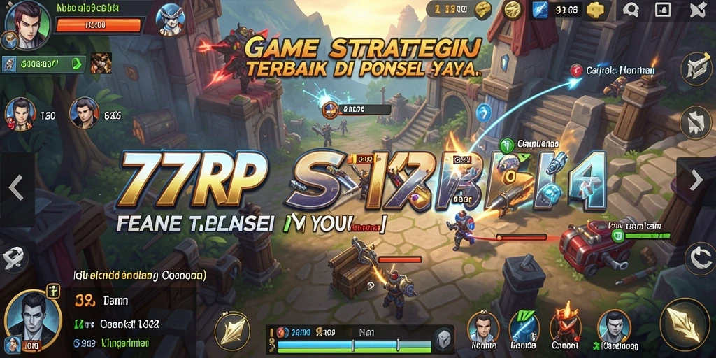 Screenshot utama 77RP menampilkan aksi pertempuran seru dalam gameplay SLG.