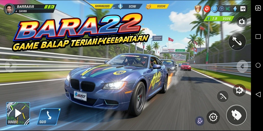 Tampilan gameplay balap BARA22 yang mendebarkan dan realistis.