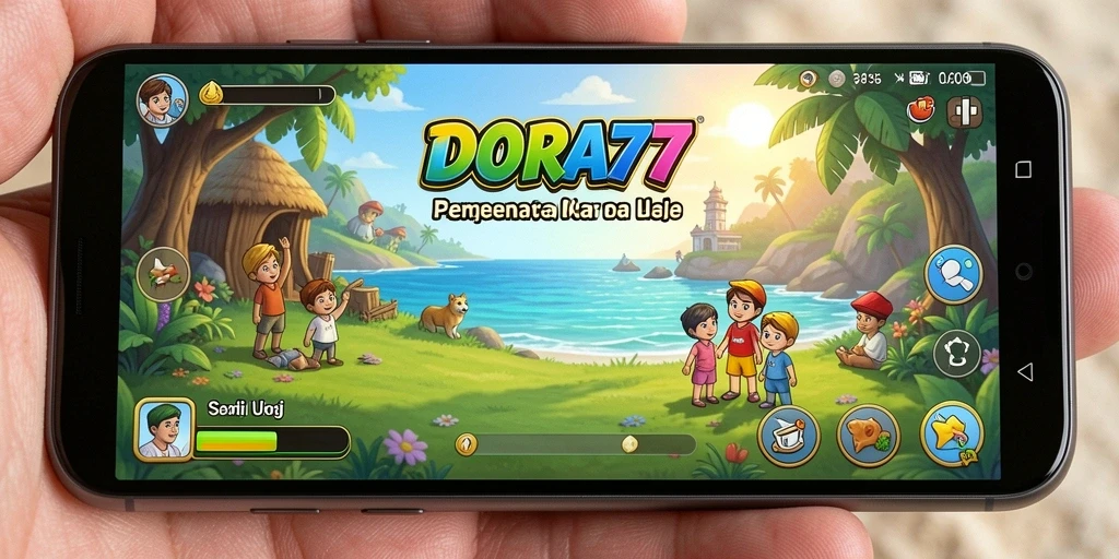 Tampilan gameplay DORA77 yang ceria dan menyenangkan.