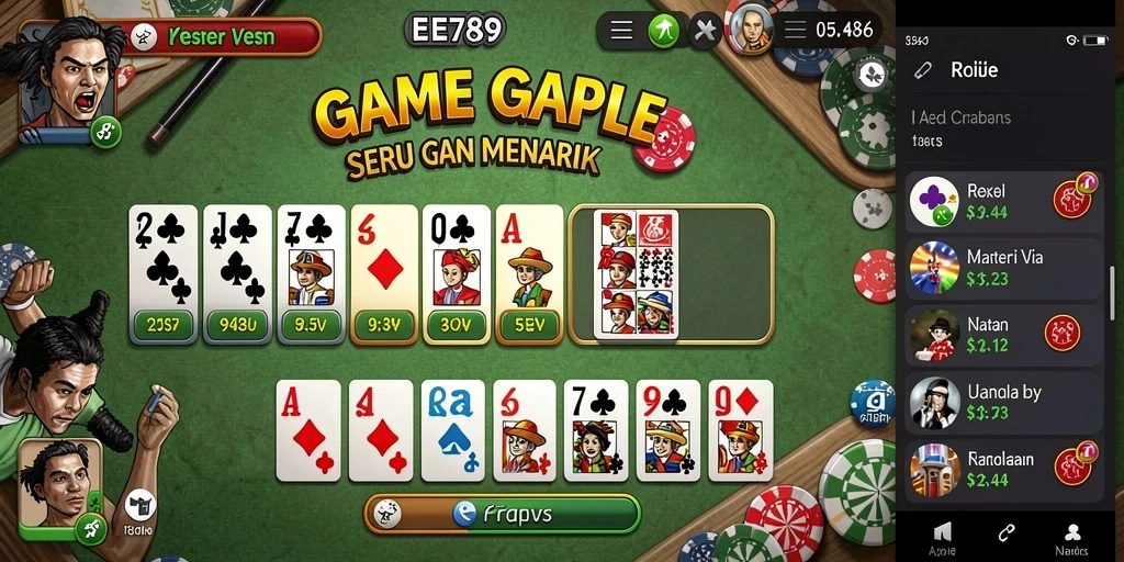 Gameplay seru EE789 menampilkan aksi Gaple yang menarik.