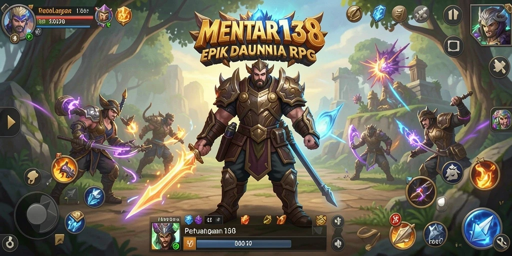 Screenshot utama MENTARI138 menampilkan aksi seru dalam pertarungan RPG.
