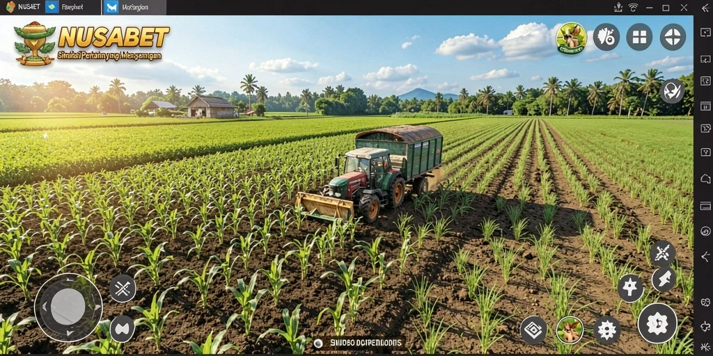 Tampak gameplay seru dengan aktivitas berkebun di NUSABET.