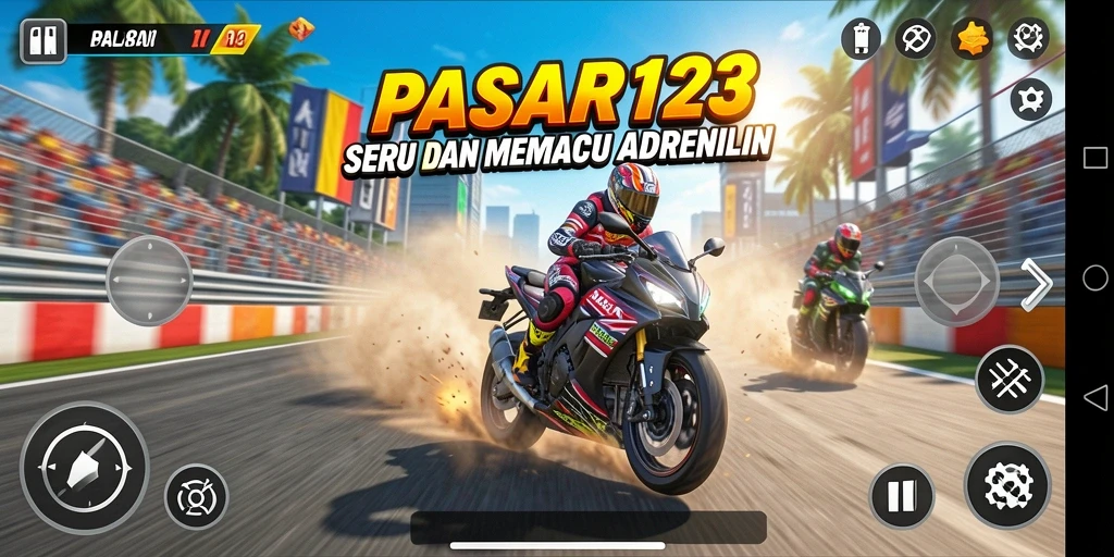Tampilan menarik dari balapan motor di PASAR123 yang penuh aksi.