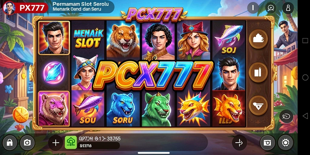 Tangkapan layar dari gameplay PCX777 menampilkan keseruan permainan Slot.