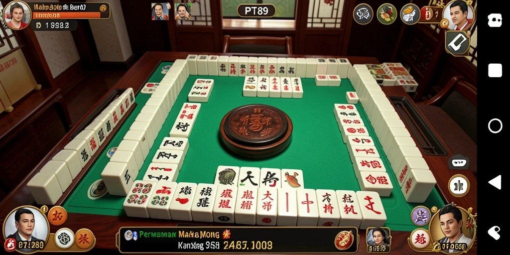 Tampilan menarik dari gameplay Mahjong PT89 di layar.