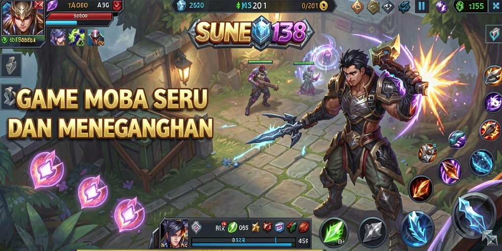 Tangkapan layar gameplay seru dari SUNEO138, menunjukkan aksi pertempuran MOBA.